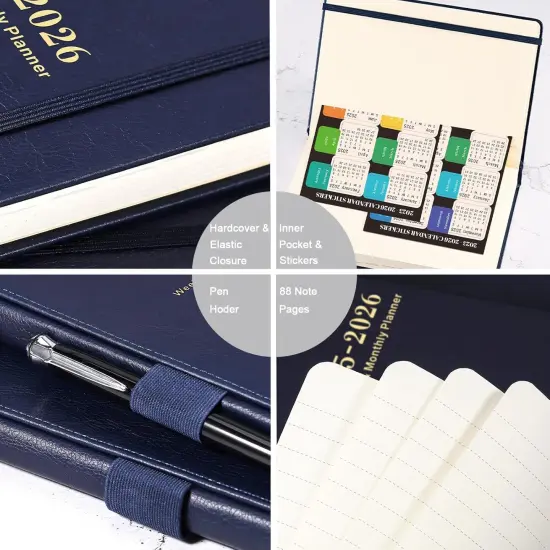 Planner 2025-2026 Weekly and Monthly with Stickers, 5.7" X 8.2", July 2025 - June 2026, 2025-2026 Calendar Planner, Pen Holder, Inner Pocket, 44 Notes Pages - Blue {3}