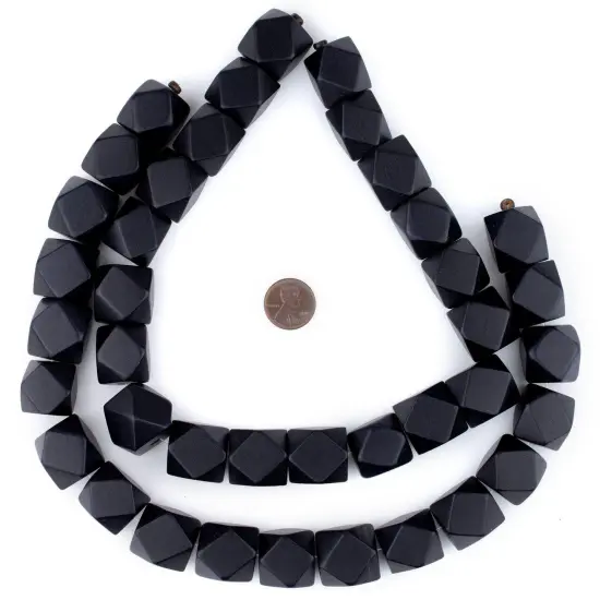 The Bead Chest Black Cornerless Cube Wood Beads: 20mm Diamond Cut Natural Organic Beads for Jewelry Making {2}