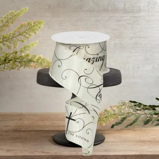 2.5" Amazing Grace Ribbon: Ivory & Black (10 Yards) {2}