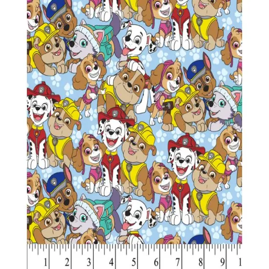 Paw Patrol Buddies Blue Cotton Fabric | By the Yard | Sewing and Crafting | 44 inches wide {2}