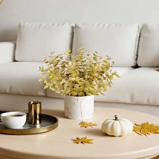 2 Pack Fall Fake Plants Eucalyptus Potted {5}