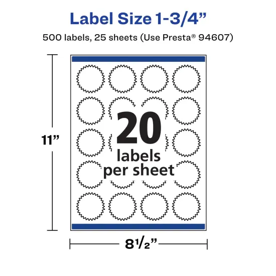 Avery Matte White Starburst Labels, 1.75" {5}