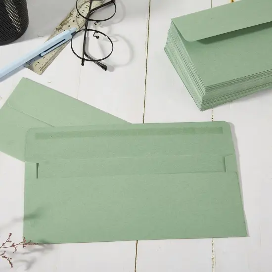 50 Pack Sage-Green #10 Business Envelopes Self Seal Standard Envelopes for Office Checks, Business, Letter Mailing Invoices, 4.13 x 9.49 Inches (50) {4}