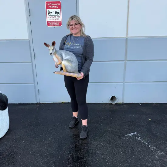 Wallaby Kangaroo Crouching Life Size Statue {3}