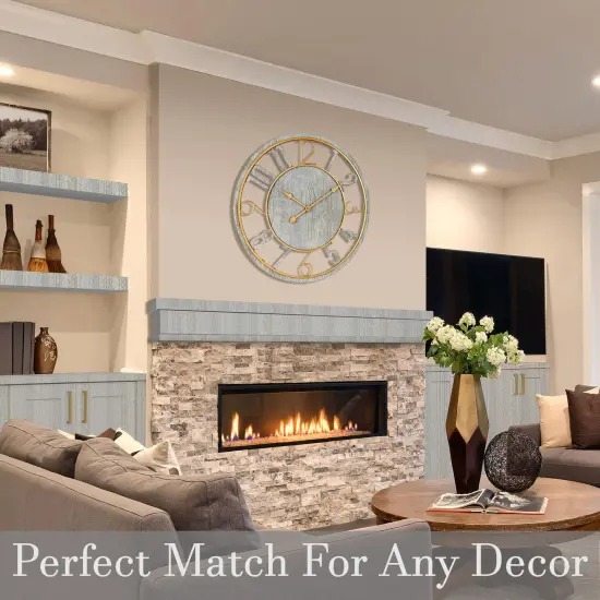 Sorbus Wooden Modern Wall Clock - Large 24-Inch Wall Clock - Battery Operated Analogfor Living Room and Kitchen D&eacute;cor Gray {3}