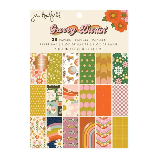 Jen Hadfield Groovy Darlin' Single-Sided Paper Pad 6"X8"-36 Sheets {1}