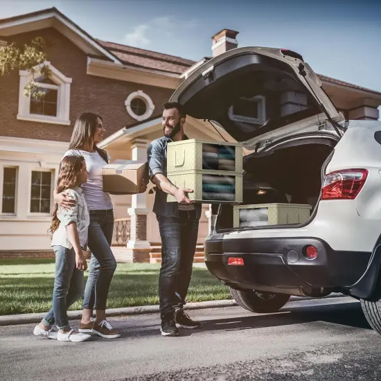 Sorbus Medium Clothes Storage Bag 1 Pack, Blanket Organizater Bin with Window, Lids, and Handles Beige {4}