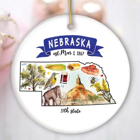 Artistic Nebraska State Themes and Landmarks Christmas Ornament {3}