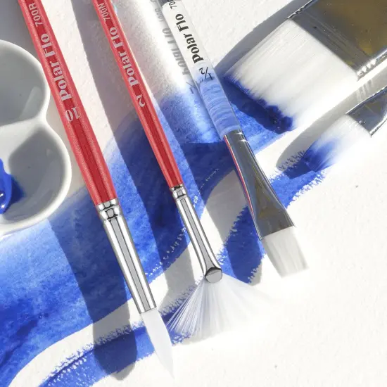 Creative Mark Polar Flo Professional Watercolor Brushes - Bright- Short Handle, Nickel-Plated Seamless Brass Ferrule - Art Paint Brushes for Acrylic Painting, Watercolor, Gouache, and More {6}