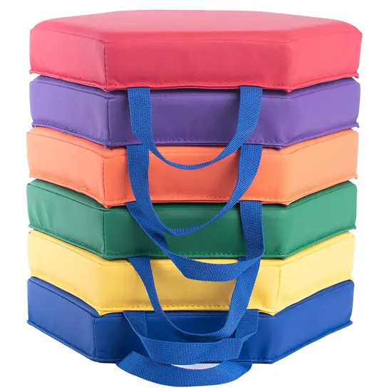 Color Coded Vinyl Floor Cushions, Hexagon, Set of 6 {1}