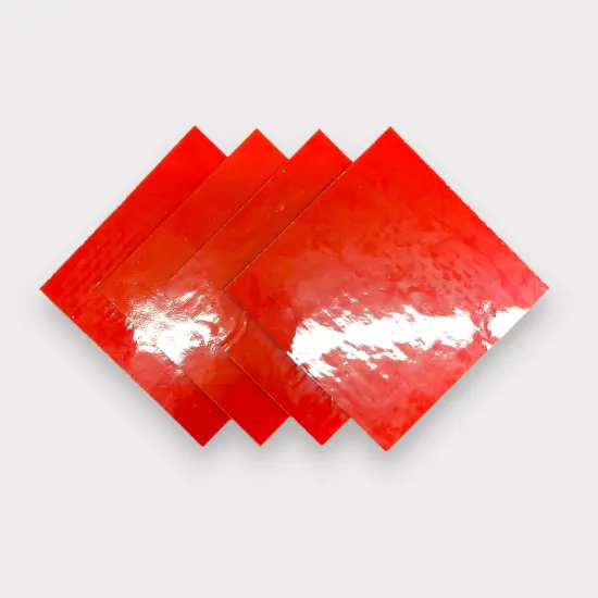 Orange Red Opaque COE 96 Fusible Glass Sheets / Mosaic Squares - 4 Pack {1}
