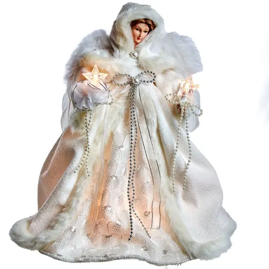 Kurt Adler UL 10-Light 14-Inch White Angel Tree Topper {1}