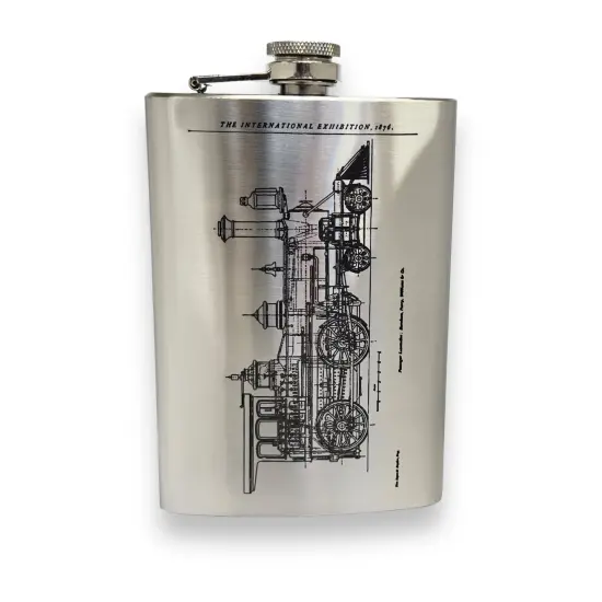 8oz Steam Locomotive International Stainless Steel Flask {1}