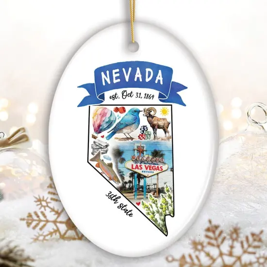 Artistic Nevada State Themes and Landmarks Christmas Ornament {3}