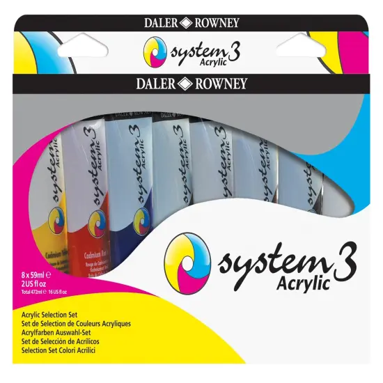 Daler-Rowney System3 Acrylic Paint Selection Set 8/Pkg-Assorted Colors {1}