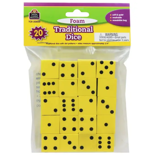 Foam Traditional Dice, 0.75", Pack of 20 {1}