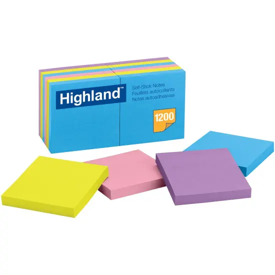 Self-Stick Removable Notes, 3" x 3", Assorted Colors, 12 Pads {1}