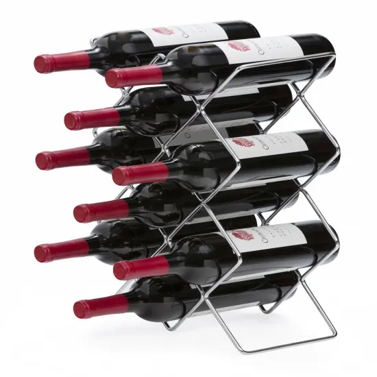 Mango Steam Modern Hexagon 10-Bottle Metal Wine Rack Silver {2}
