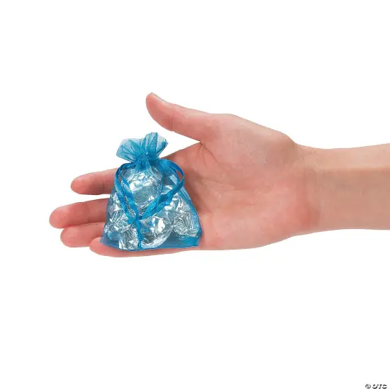 Bulk 50 Pc. Mini Organza Drawstring Treat Bags Silver {6}