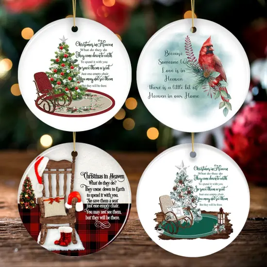 Christmas in Heaven Sentimental Memorial Quote Ceramic Ornament Bundle {1}