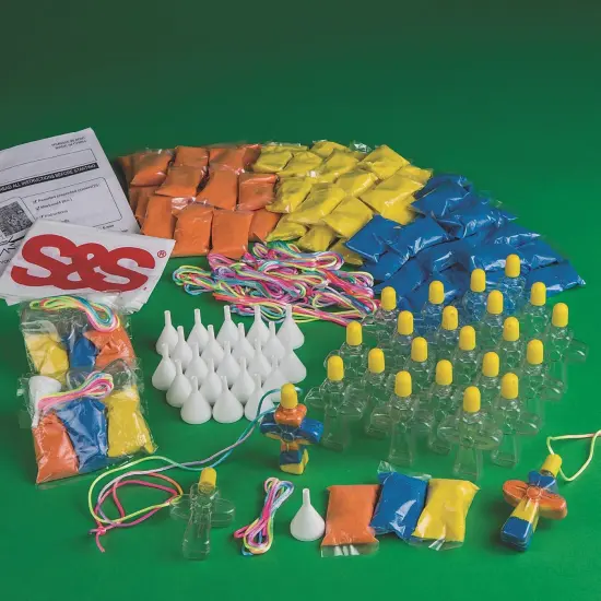 S&S Worldwide Sand Art Cross Necklace Craft Kit, Create Colorful Cross Necklaces By Layering Included Sand, Great Group Project for Kids, Church Camp, Sunday School, 2" W x 3" H, 36" Cord, Pack of 24 {3}