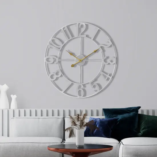 Sorbus Large Wall Clock - 24-inch Decorative Numeral Wall Clock - Battery Operated Analog - Living Room and Kitchen D&eacute;cor Silver {2}