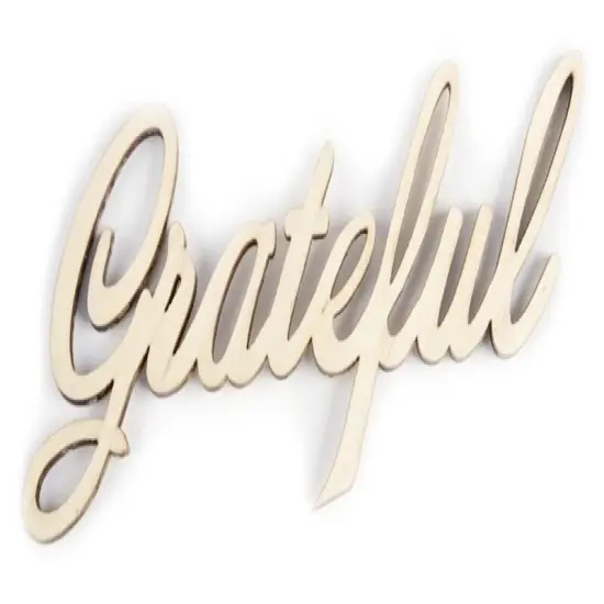 CousinDIY Unfinished Wood Script Phrase-Grateful {1}