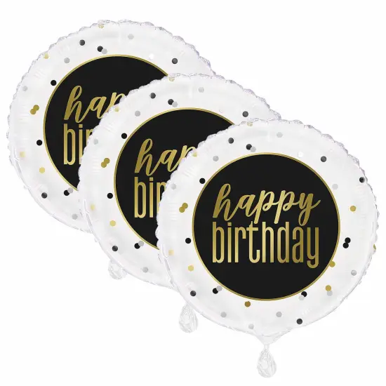 Metallic Happy Birthday 18" Mylar Balloon {3}