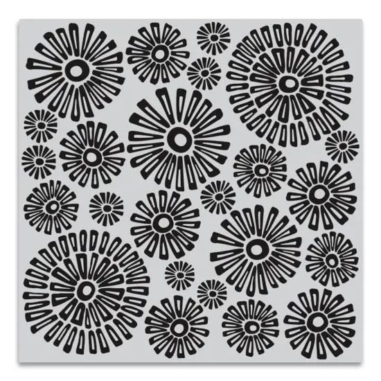 Hero Arts Cling Stamp 6"X6"-Sunburst Flowers Bold Prints {4}