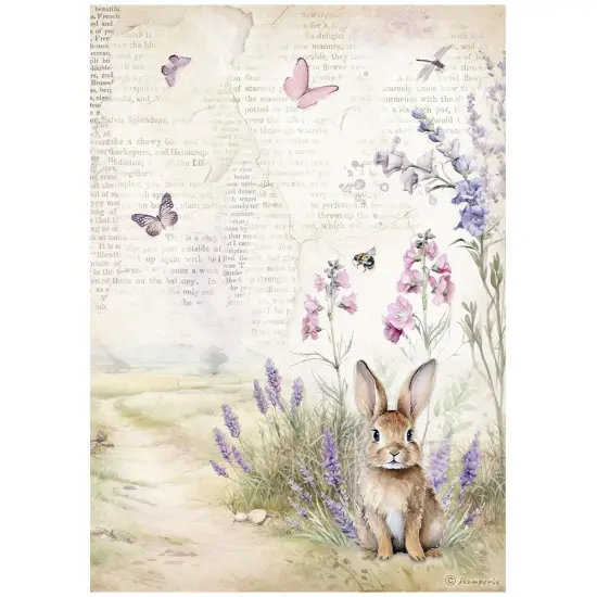 Stamperia Rice Paper Sheet A4-Lavender Bunny {1}