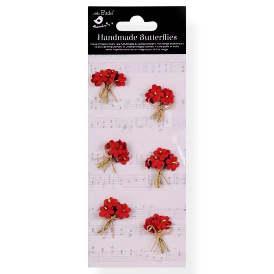Little Birdie Paper Bouquet 6/Pkg-Cardinal Red {1}