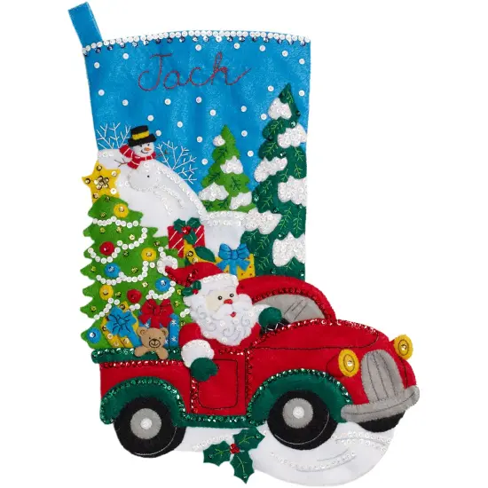 Bucilla Felt Stocking Applique Kit 18" Long-The Christmas Drive {3}