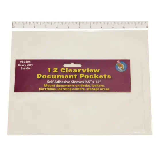 Clear View Self-Adhesive Document Pocket 9" x 12", Pack of 12 {1}
