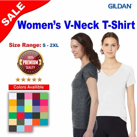 Gildan&reg; Softstyle Ladies Fit V-Neck T-Shirt Royal {3}