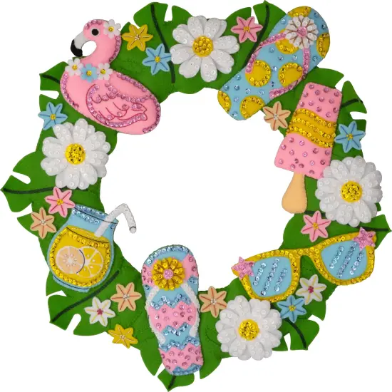 Bucilla Felt Wreath Applique Kit 16.5" Round-Summer {1}