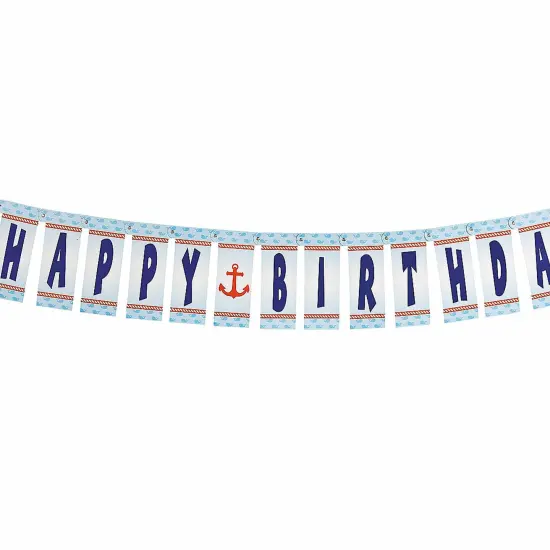 1st Birthday Sailor Happy Birthday Jointed Banner {3}