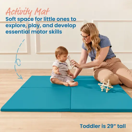 Play Patch Activity Mat Squares, Modular Playmat, 4-Pack Turquoise {3}