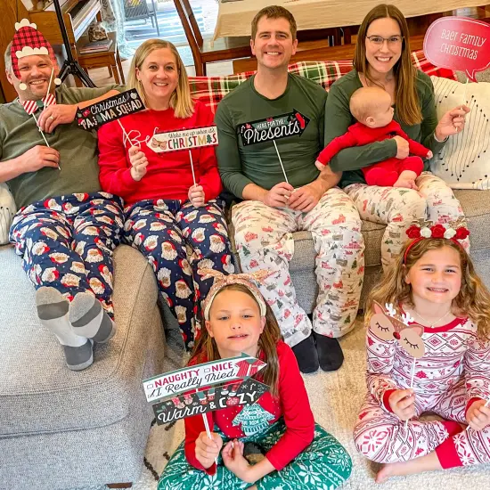 Big Dot of Happiness Funny Christmas Pajamas - Holiday Plaid PJ Party Photo Booth Props Kit - 10 Piece {7}