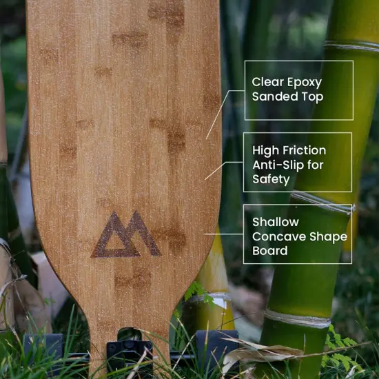 Magneto Longboards Bamboo Longboards, All-Round Durable, Flexible Longboard for Cruising, Carving, Free-Style, Downhill and Dancing, Bamboo Drop & Fiberglass Through Longboard, 42&rdquo; x 9&rdquo; Brown {3}