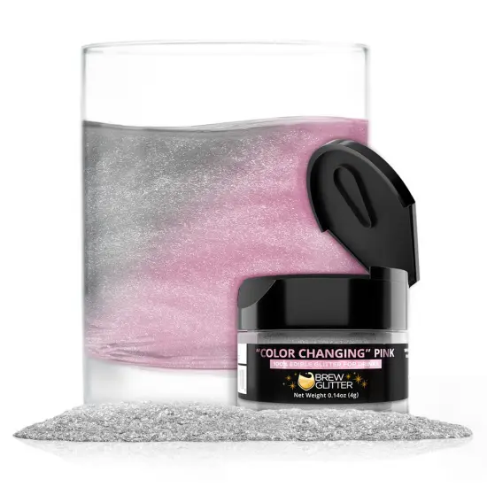 Brew Glitter - Pink Color Changing Edible Drink Glitter (4g, x1 Flip-Cap Jar) for Beer, Cocktails and Beverages {1}