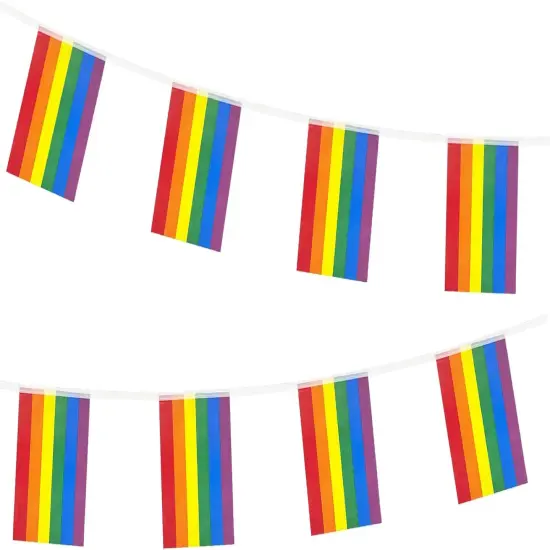 32.8ft Rainbow Pride Flags Banner, Rainbow String Bunting Flag Rainbow Garland Pride Decorations LGBTQ Gay Pride Accessories for Pride Month Home Office Birthday Party {1}