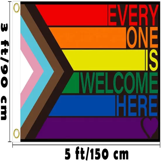Progress Pride Flag Gay Flag Rainbow LGBT Flag 3X5 Foot 2Pcs Outdoor Indoor Waterproof Pride Decorations with Brass Grommets {2}