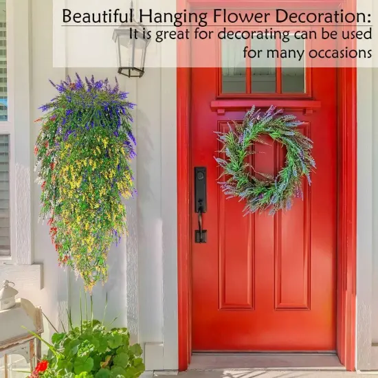 2x Artificial Hanging Flowers Vine Plant Home Garden Indoor Outdoor Decor Red {5}
