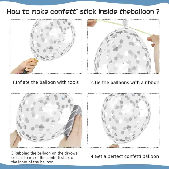 Dusty Blue Silver Balloons, 55Pcs Retro Blue Party Balloons 12 Inch Pastel Blue Latex Balloons Metallic Silver Helium Balloons Silver Confetti Balloons for Kids Birthday Party Baby Shower Wedding {4}