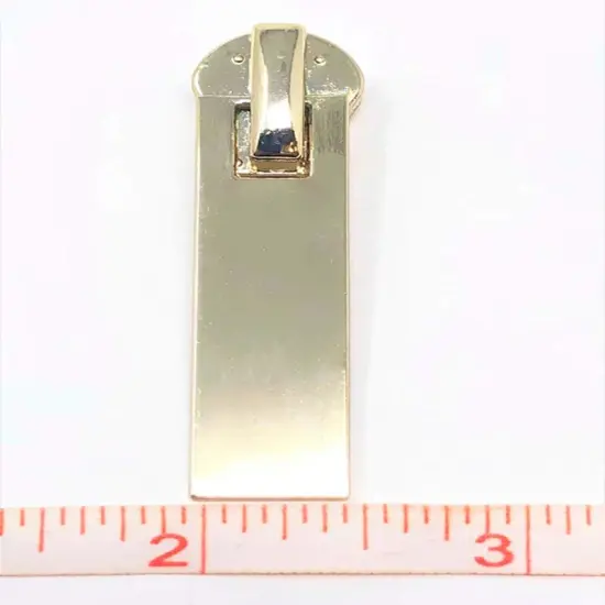 Zipper Pull &ndash; Rectangular Glossy Metal 8MM in Light Brass {4}