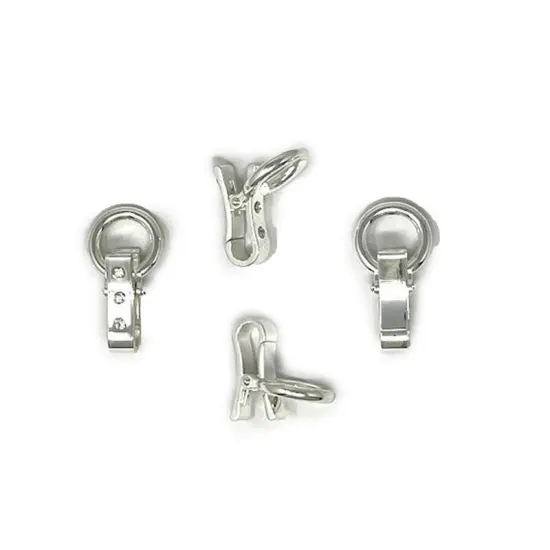 Rhinestone Side Open Hook Sterling Silver Plated 1.5 Inches Long with 1/2 Inch Loop {3}