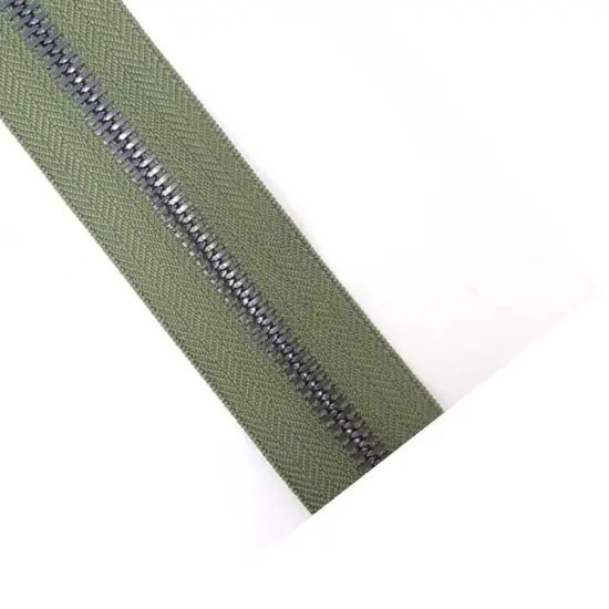 5MM Closed Bottom Zipper Olive Tape Gun Metal Teeth 7 Inche {5}