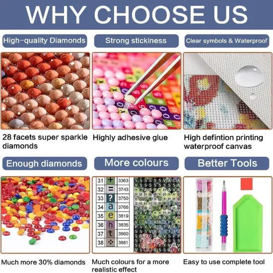 Rose Diamond Art Kits for Adults, Sunset Sky Diamond Painting Kits for Beginners, DIY 5D Full Drill Flowers Crystal Rhinestone Gem Art Craft Kits for Home Wall Decor 12X16 Inch {4}