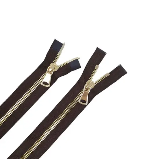 8MM Two Way Separating Open Bottom Zipper Brown Tape Brass Teeth 36" {1}