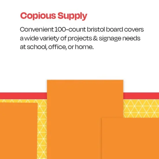 School Smart Folding Bristol Board, 12 x 18 Inches, Orange, Pack of 100 {6}